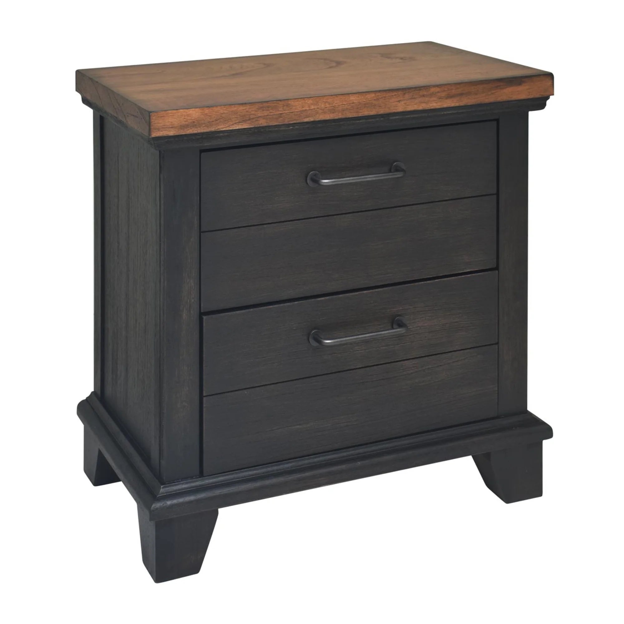 Bear Creek Rustic Nightstand with Two Drawers, Brown
