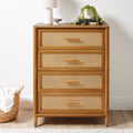 Springwood Caning 4-Drawer Dresser, Light Honey Finish