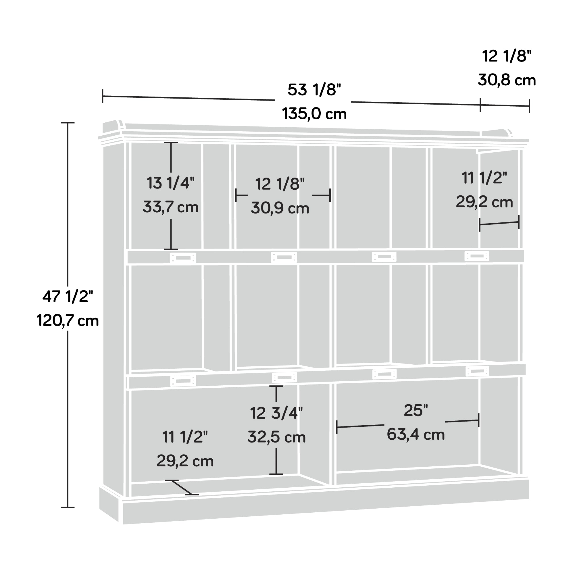 Barrister Lane Storage Bookcase with ID Label Tags, Salt Oak Finish