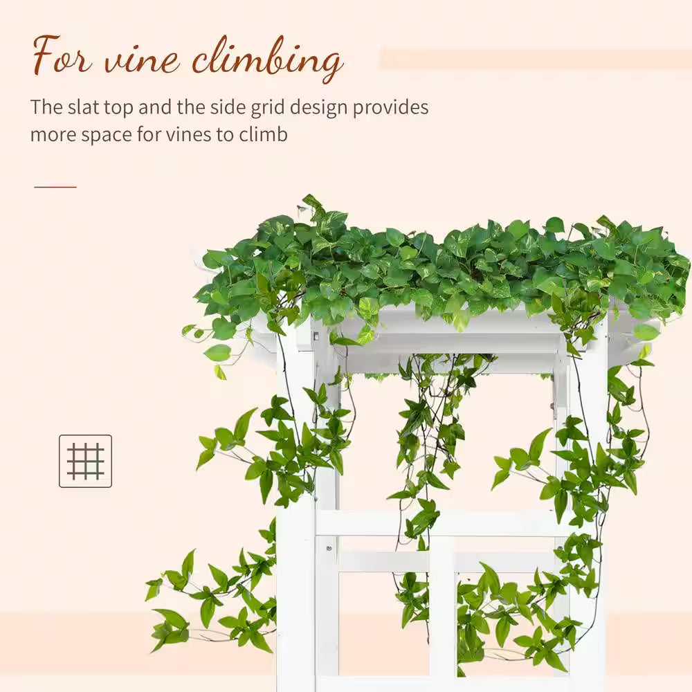 White 84.50 In. X 23.50 In. Wooden Garden Arbor Wedding and Ceremony Outdoor Garden Arch Trellis for Climbing Vines