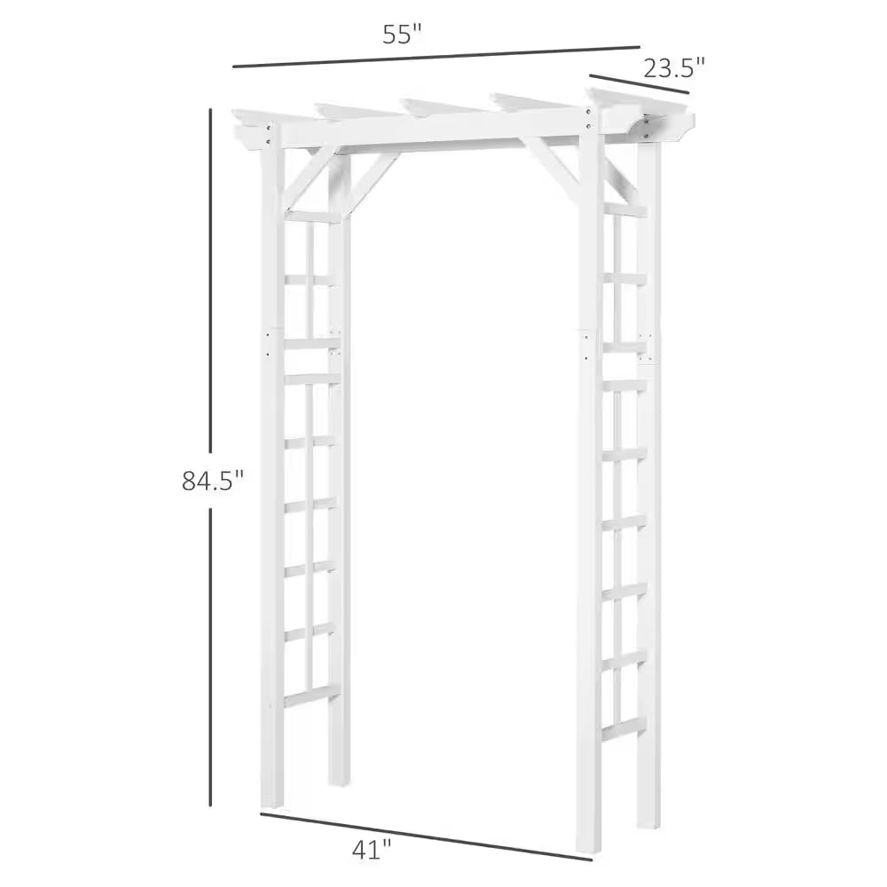 White 84.50 In. X 23.50 In. Wooden Garden Arbor Wedding and Ceremony Outdoor Garden Arch Trellis for Climbing Vines