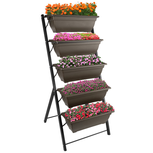 5 Tier Vertical Planter Raised Garden Beds, Brown