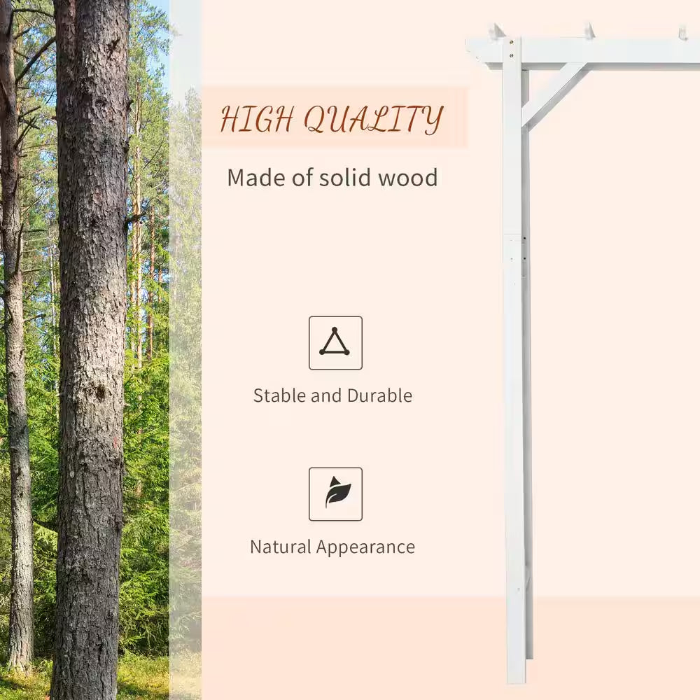 White 84.50 In. X 23.50 In. Wooden Garden Arbor Wedding and Ceremony Outdoor Garden Arch Trellis for Climbing Vines