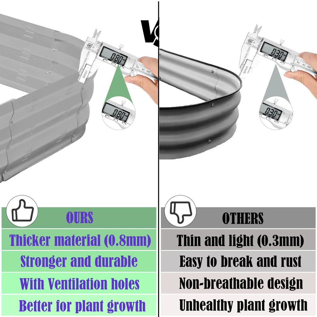 Galvanized Raised Garden Bed Kit, Large Metal Raised Garden Beds for Vegetables, Galvanized Planter Raised Garden Boxes Outdoor (Silver)