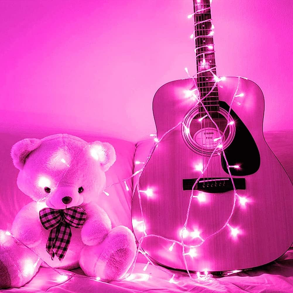 Fairy Lights Outdoor String Lights 33Ft 100 LED with Memory Modes Controller, Extendable Christmas Lights Decorations for Wedding, Christmas, Party, Patio, Indoor Outdoor (Pink)