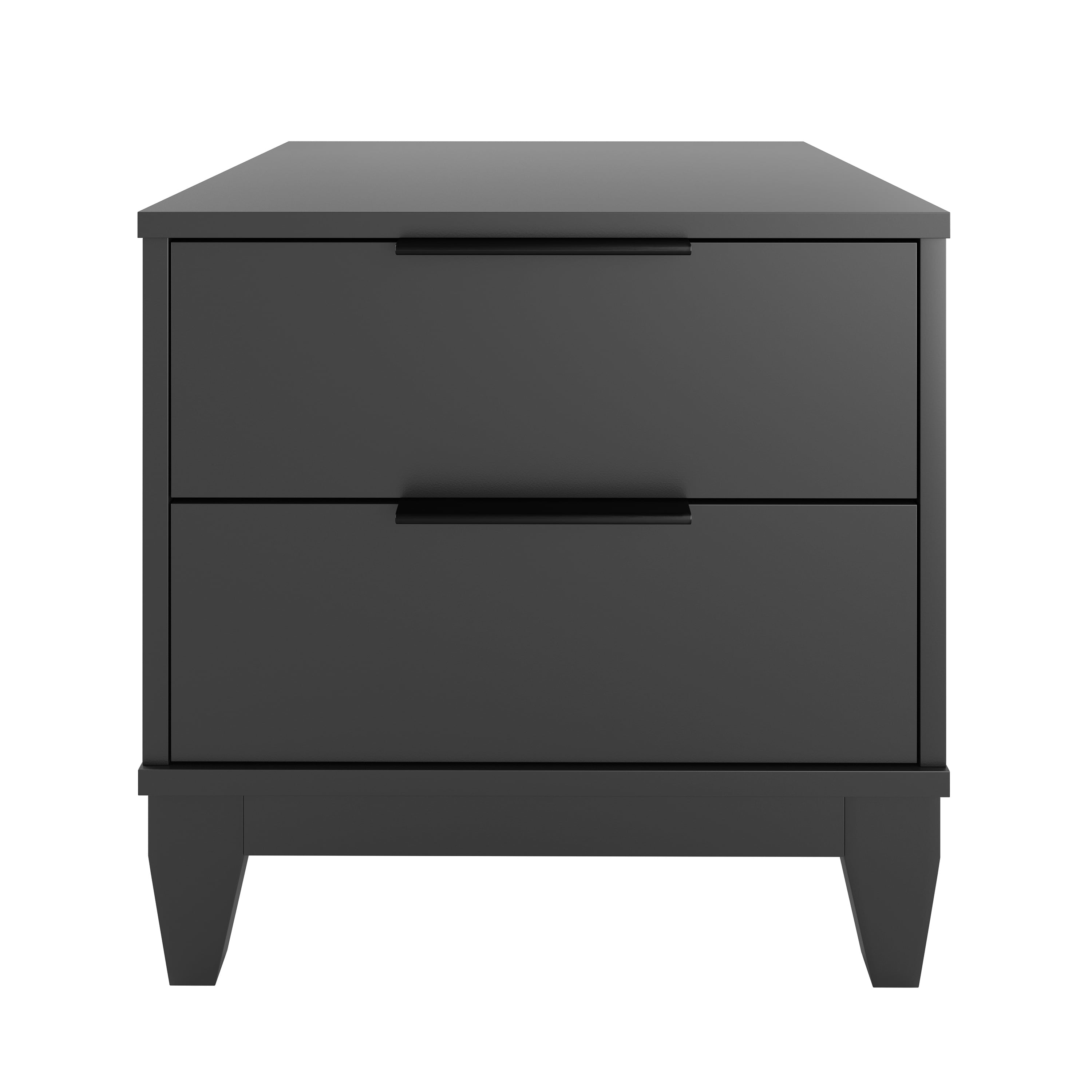 Mackay Modern Double Drawer Nightstand, Black