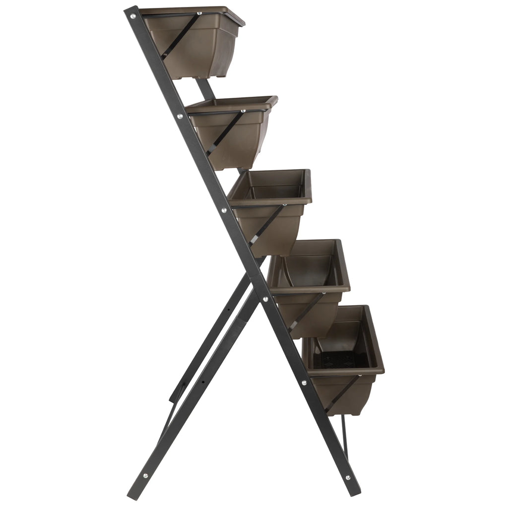 5 Tier Vertical Planter Raised Garden Beds, Brown