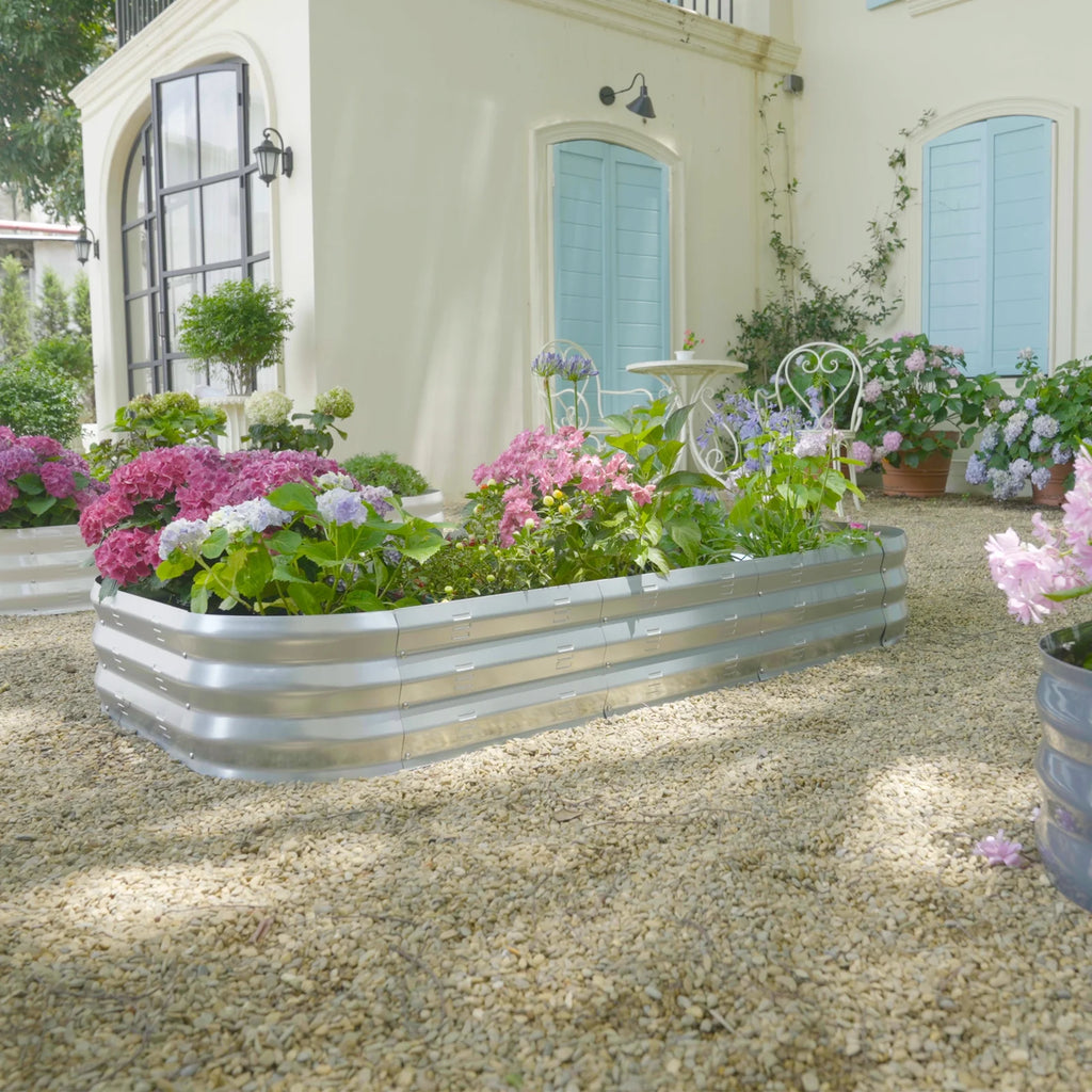 Galvanized Raised Garden Bed Kit, Large Metal Raised Garden Beds for Vegetables, Galvanized Planter Raised Garden Boxes Outdoor (Silver)