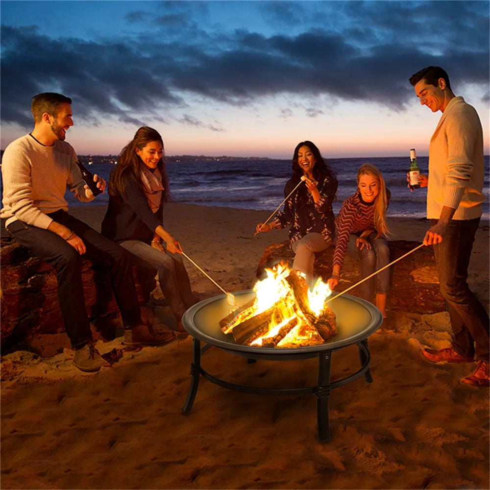26 Inch Fire Pit for outside Portable Fire Pit Wood Burning Small Fire Bowl for Camping Picnic Bonfire Patio outside Backyard Garden Firepit with Log Grate, Poker