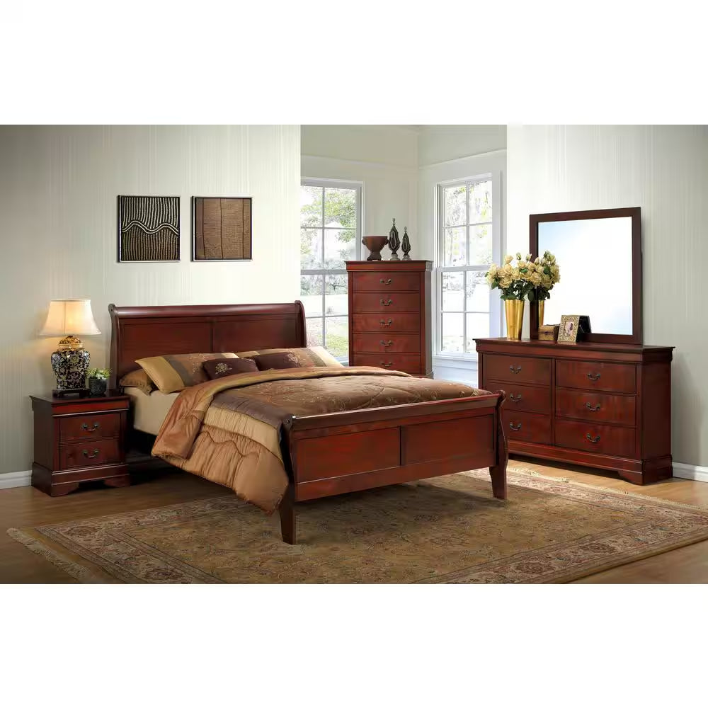 Louis Philippe III Full Bed in Cherry Finish