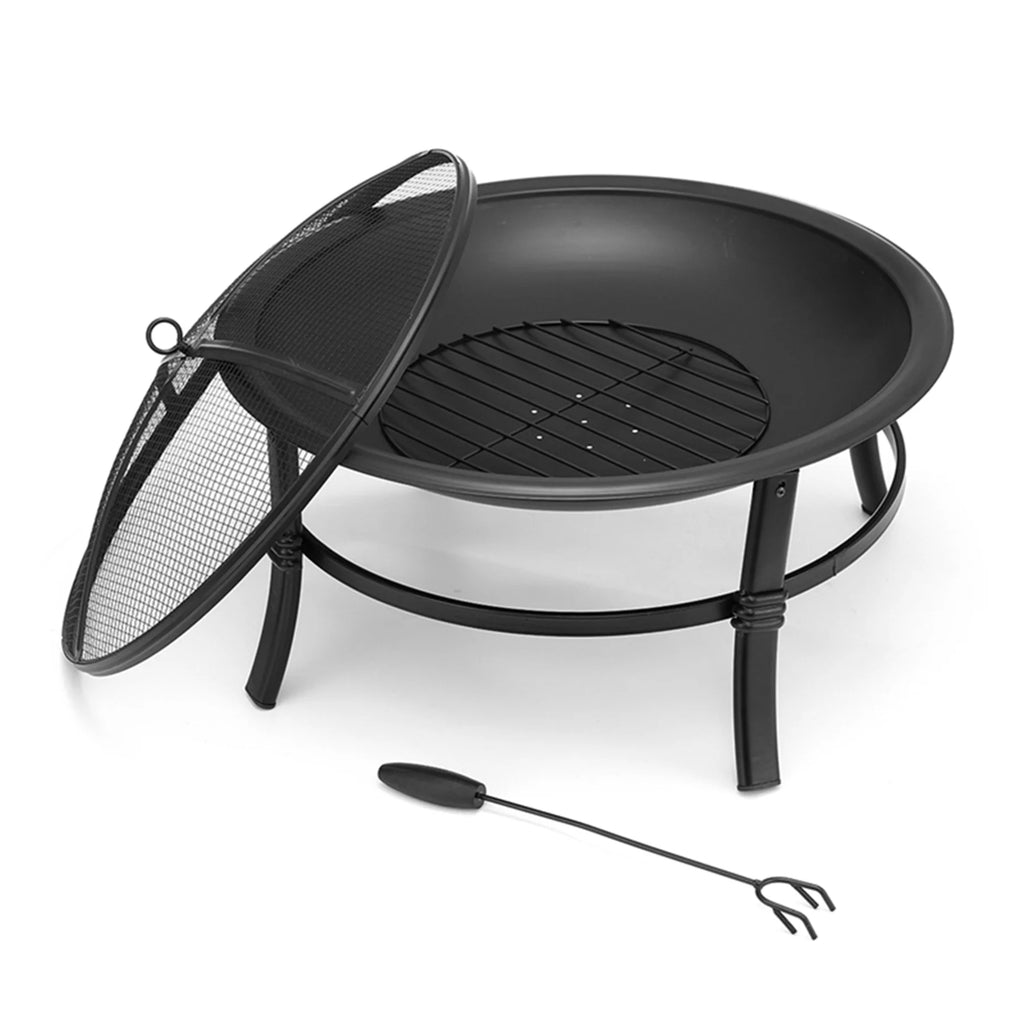 26 Inch Fire Pit for outside Portable Fire Pit Wood Burning Small Fire Bowl for Camping Picnic Bonfire Patio outside Backyard Garden Firepit with Log Grate, Poker