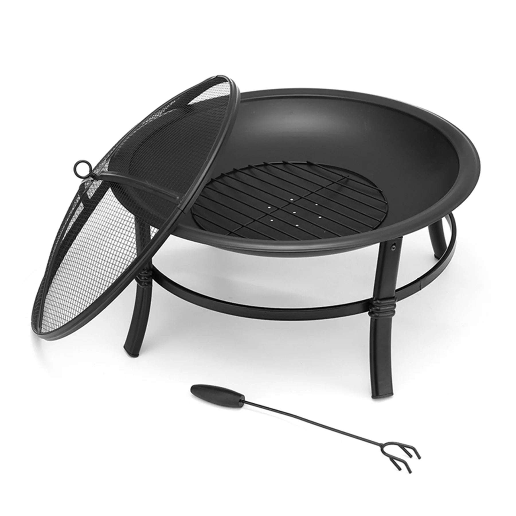 26 Inch Fire Pit for outside Portable Fire Pit Wood Burning Small Fire Bowl for Camping Picnic Bonfire Patio outside Backyard Garden Firepit with Log Grate, Poker