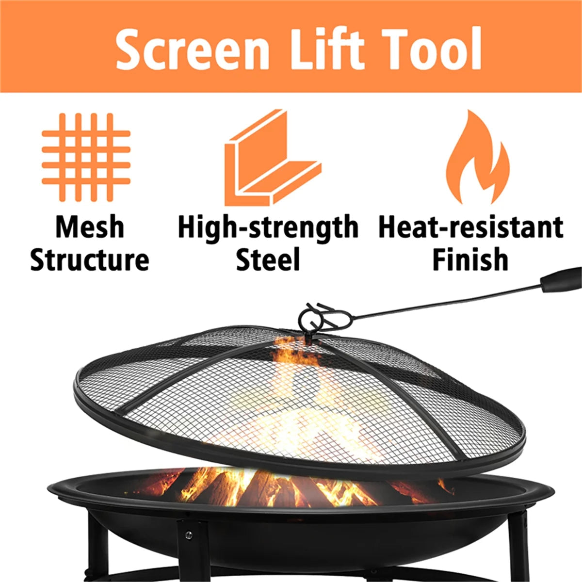 26 Inch Fire Pit for outside Portable Fire Pit Wood Burning Small Fire Bowl for Camping Picnic Bonfire Patio outside Backyard Garden Firepit with Log Grate, Poker