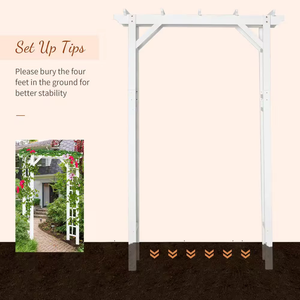 White 84.50 In. X 23.50 In. Wooden Garden Arbor Wedding and Ceremony Outdoor Garden Arch Trellis for Climbing Vines