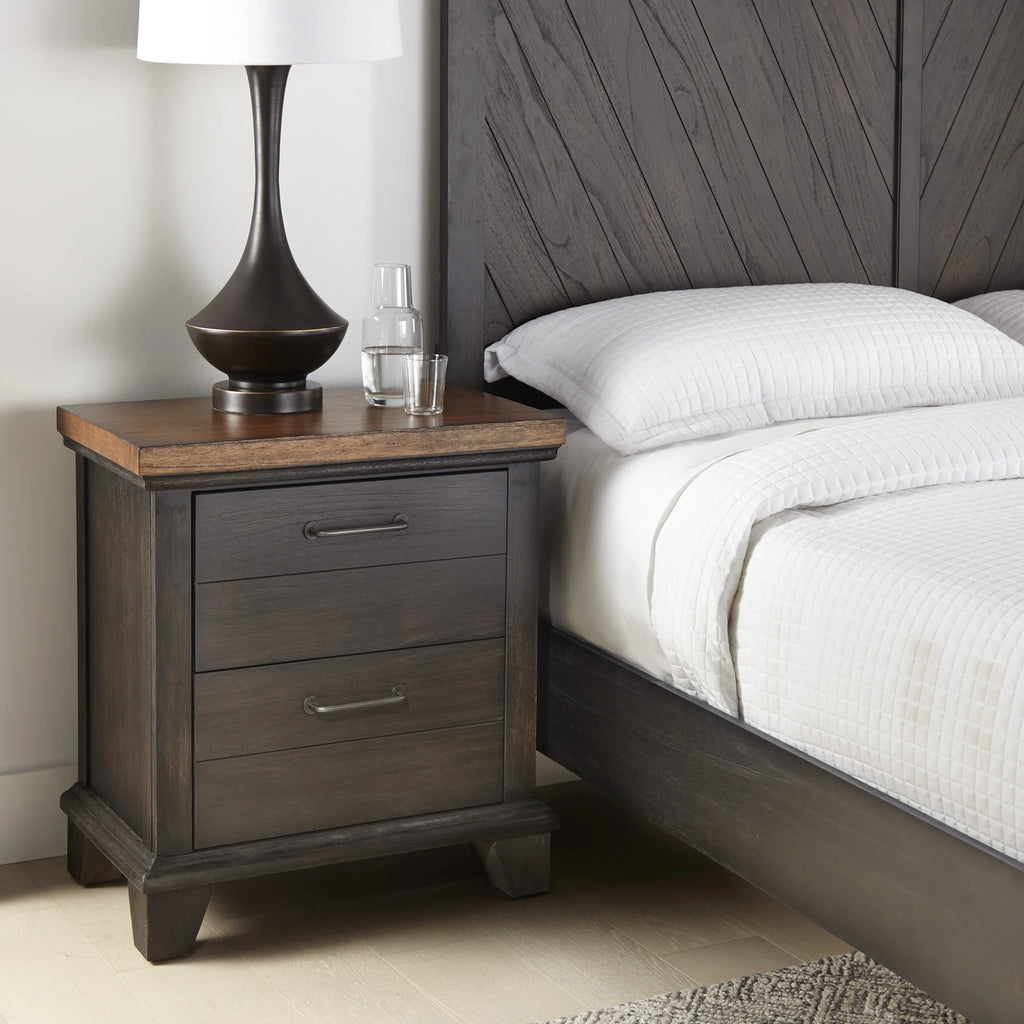 Bear Creek Rustic Nightstand with Two Drawers, Brown