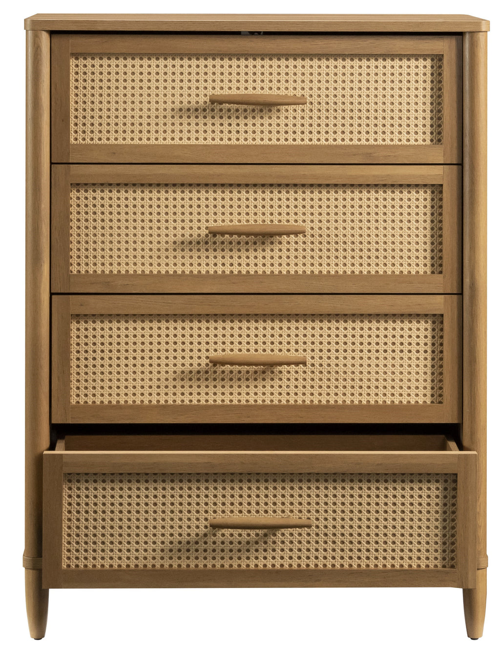 Springwood Caning 4-Drawer Dresser, Light Honey Finish