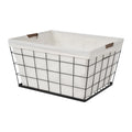 60L Rectangular Steel Laundry Basket, Black & Natural, Adult