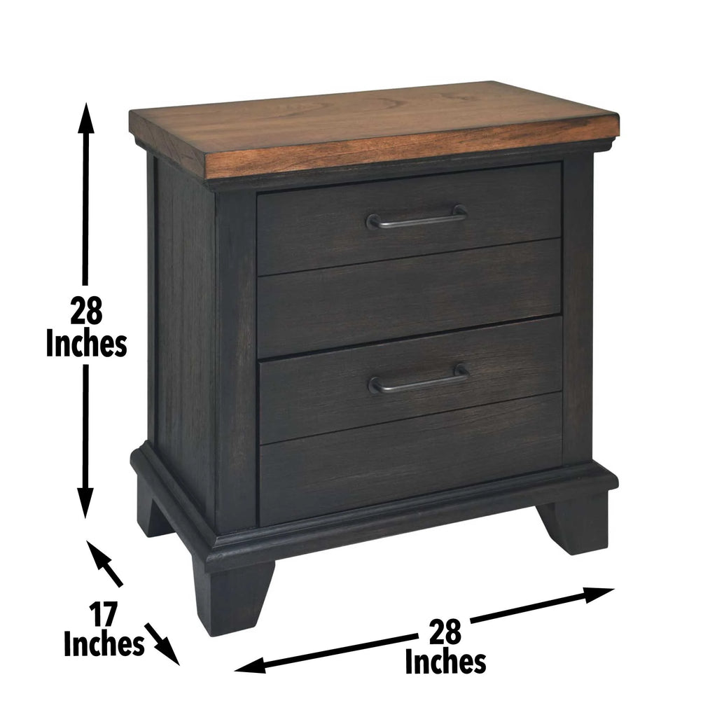 Bear Creek Rustic Nightstand with Two Drawers, Brown